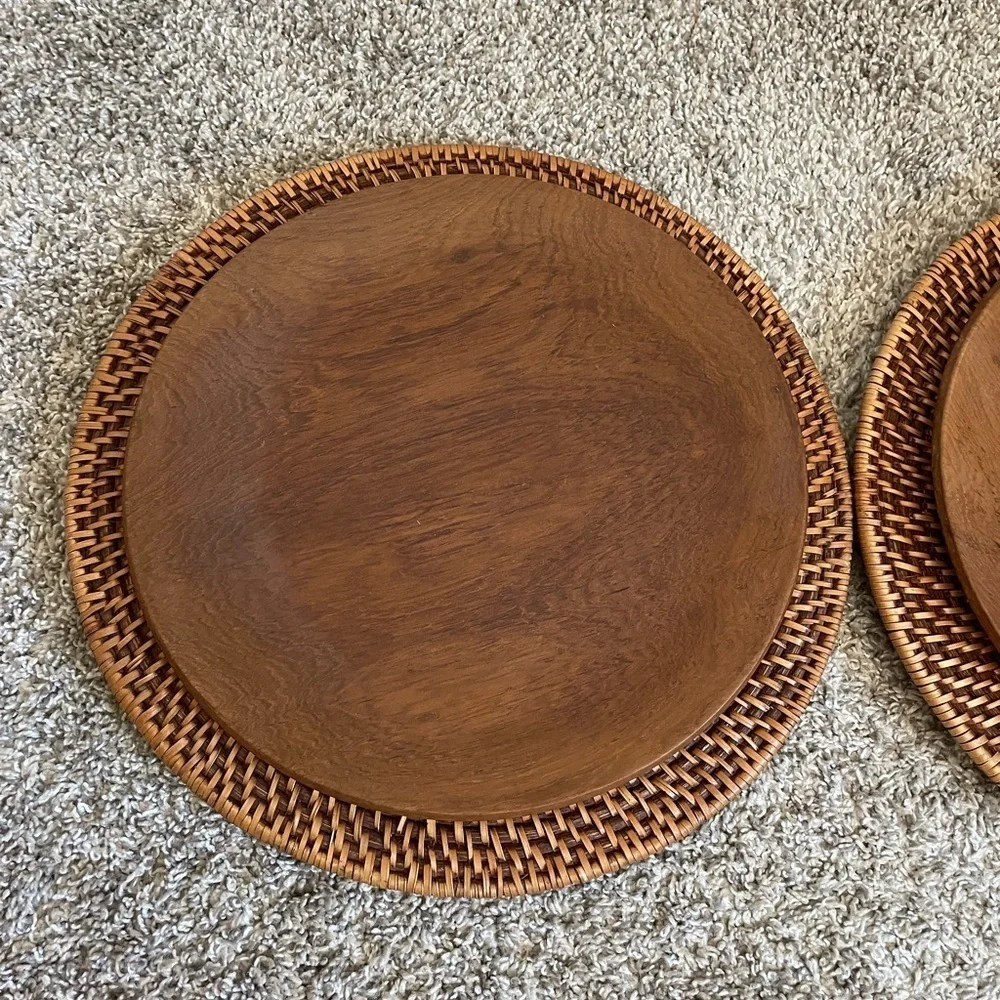 Set of 12 vintage wooden plates lightweight eco friendly